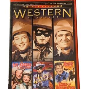 Western Classics Triple Feature DVD Roy Rogers Lone Ranger Gene Autry B&W Movie